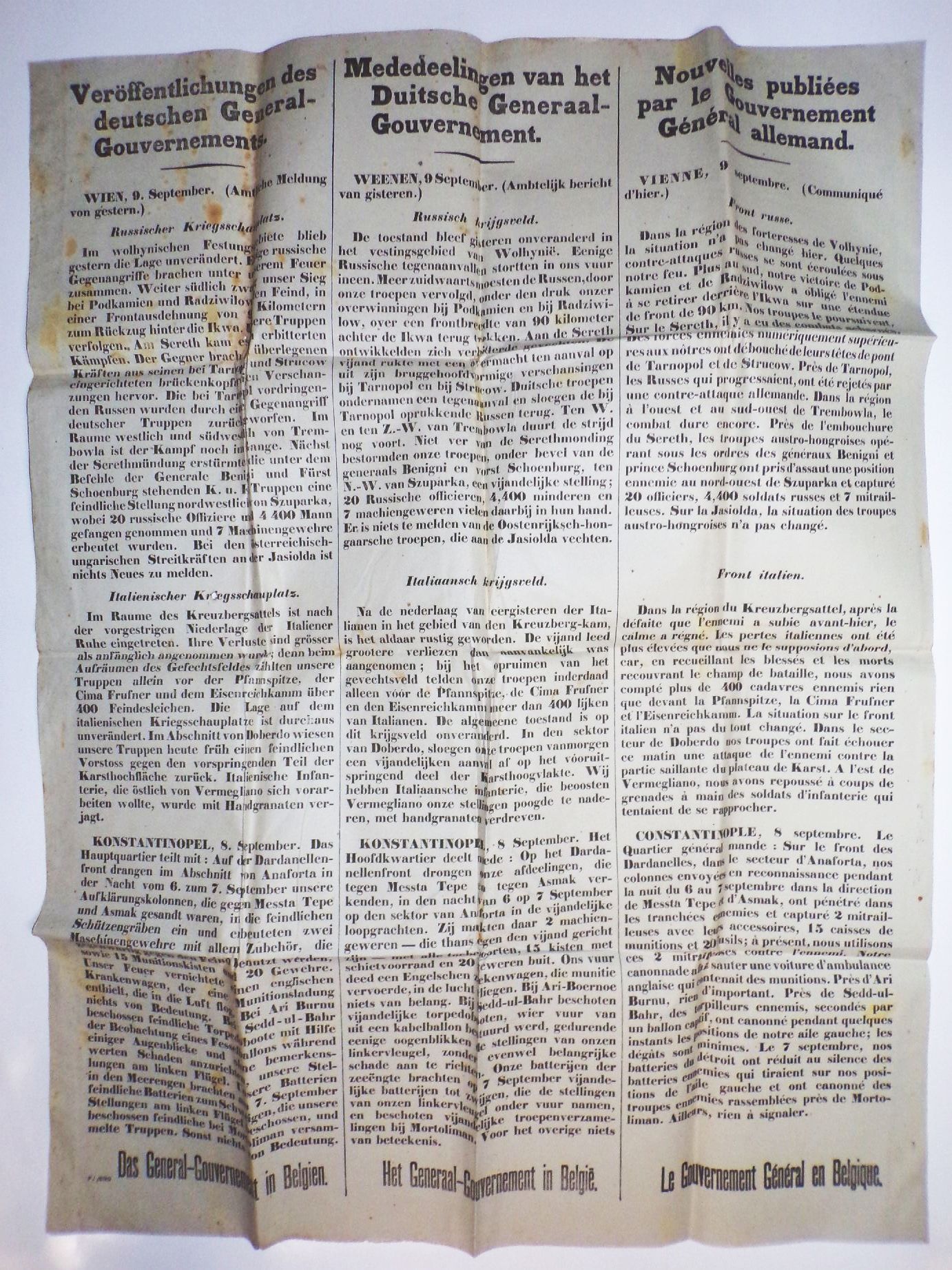 Altes Plakat General Gouvernement Belgien 1 Wk Konstantinopel Wien Italien