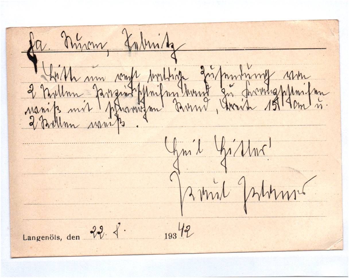 Postkarte Planer Langenöls Bezirk Liegnitz Schlesien Buchdruckerei Postkarte Planer Langenöls Bezirk Liegnitz Schlesien Buchdruckerei