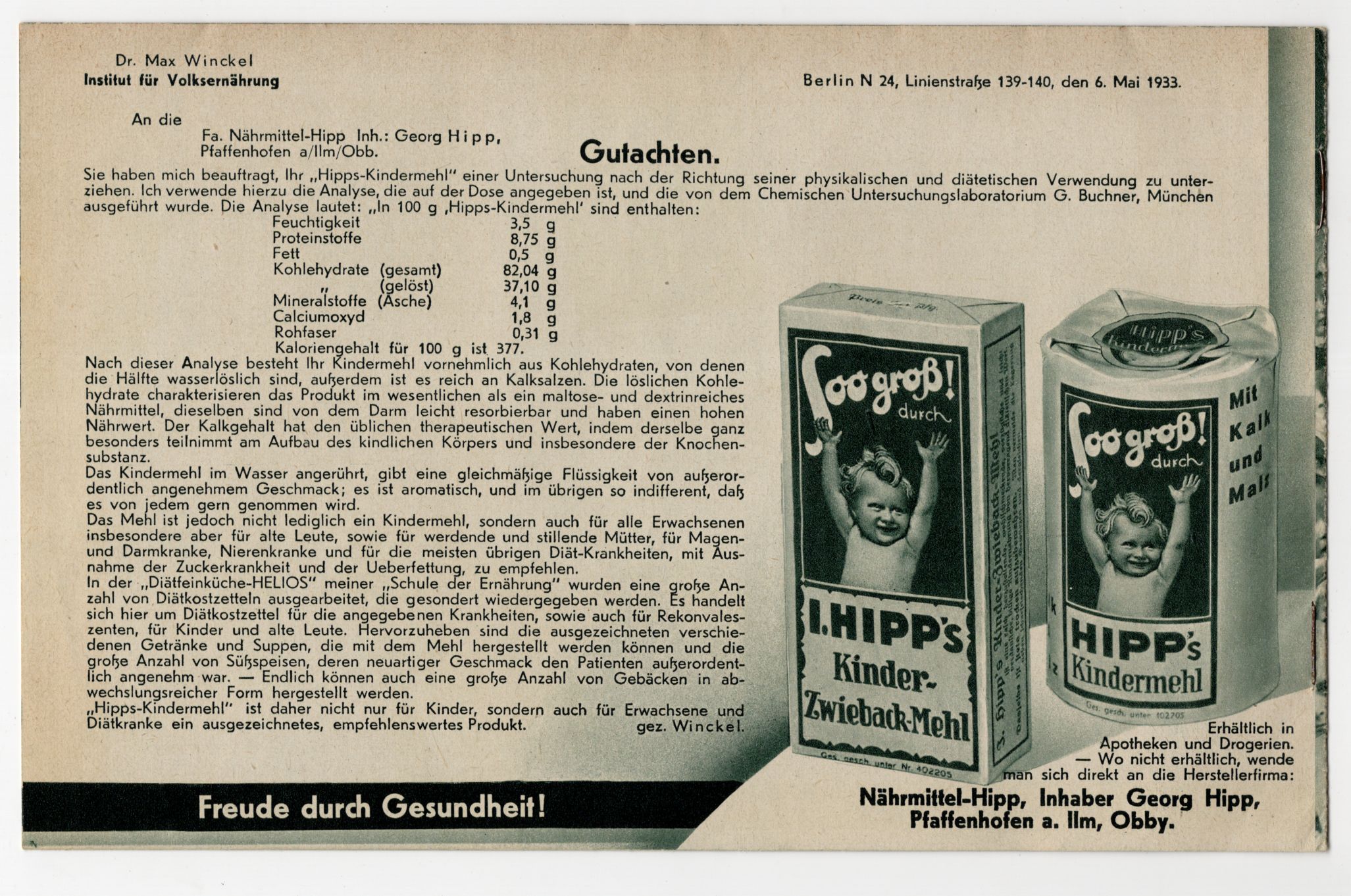 Hipp Werbeprospekt um 1935 Kinder Nahrung 