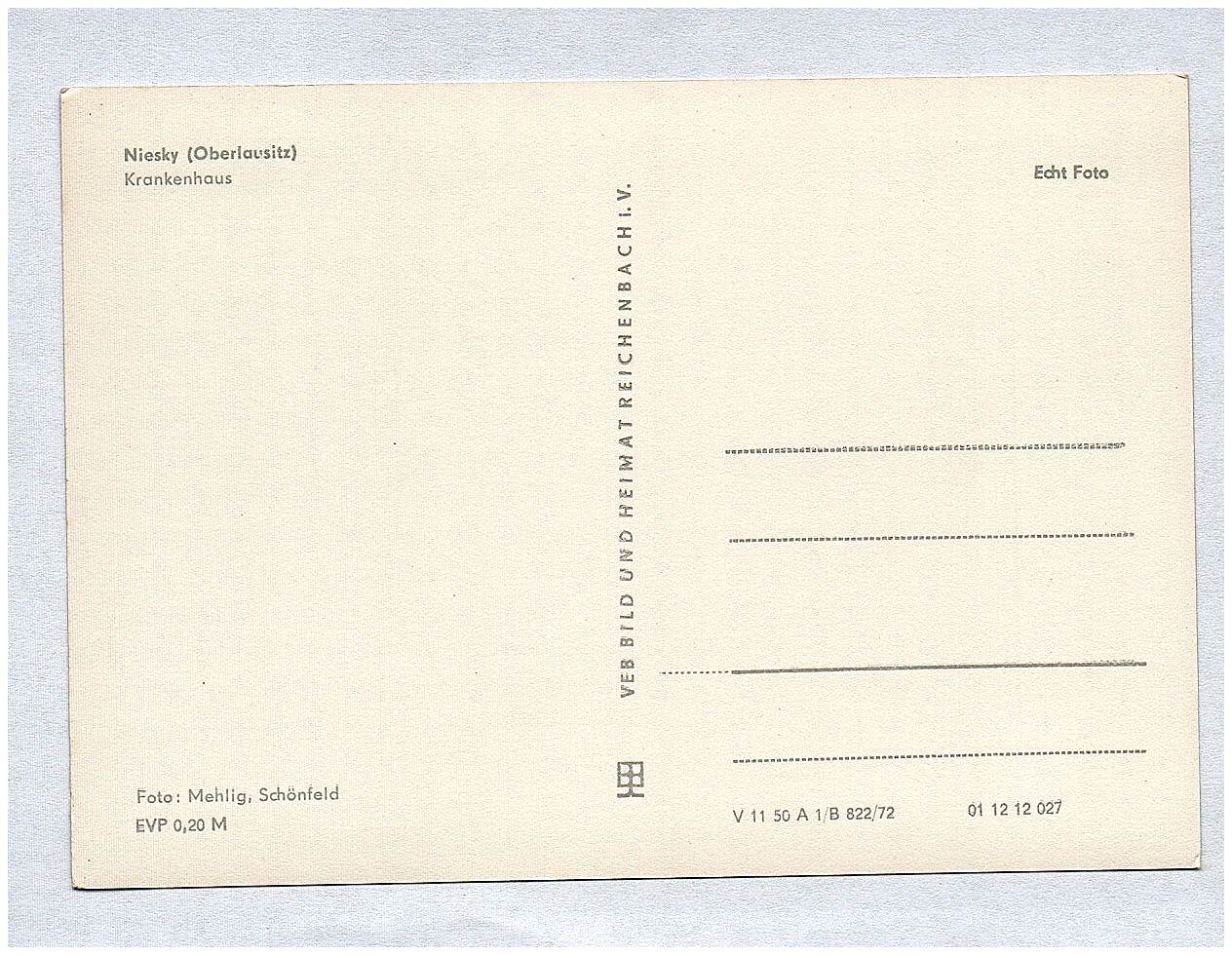 Foto Ak Niesky Krankenhaus Oberlausitz Sachsen DDR Foto Ak Niesky Krankenhaus Oberlausitz Sachsen DDR