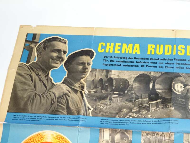 DDR Plakat Maschinenbau Rudisleben Arnstadt DDR 1959 Planerfüllung