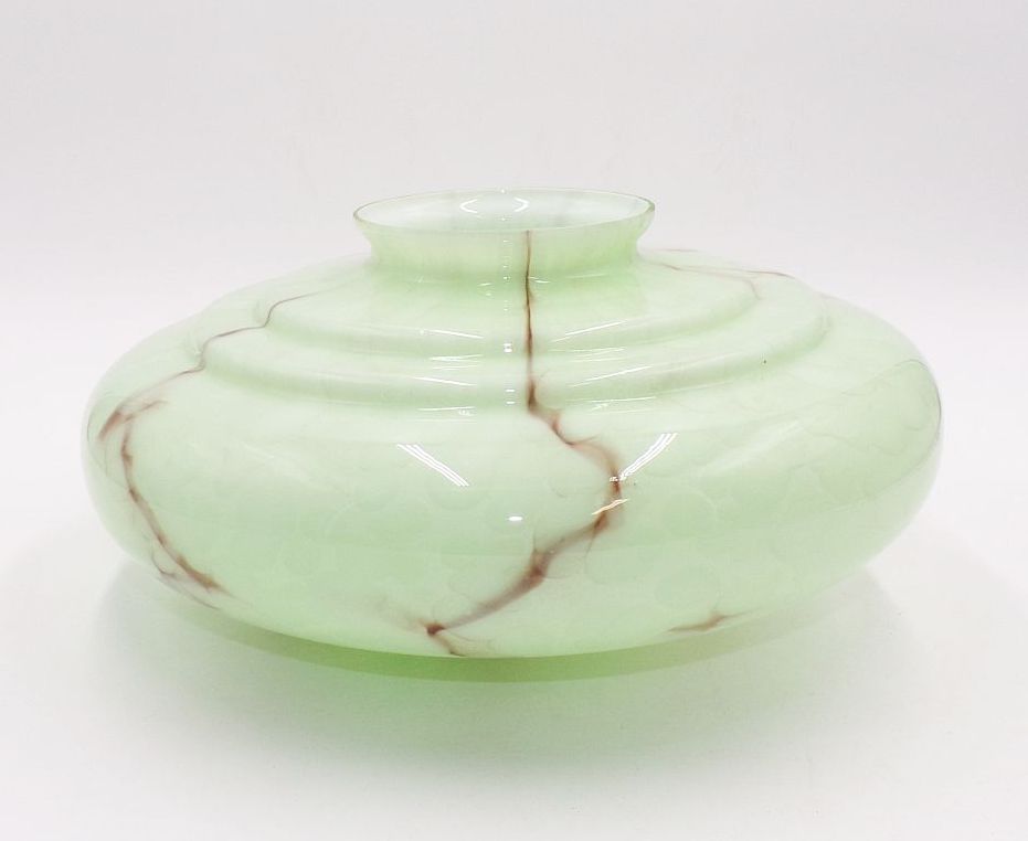 Alter Lampenschirm Grün marmoriert Art Deco Lampenglas Deckenleuchte