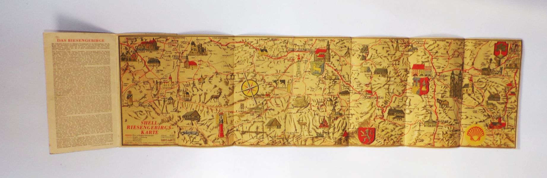 Shell Riesengebirge und Isergebirge Karte 1930 er Landkarte