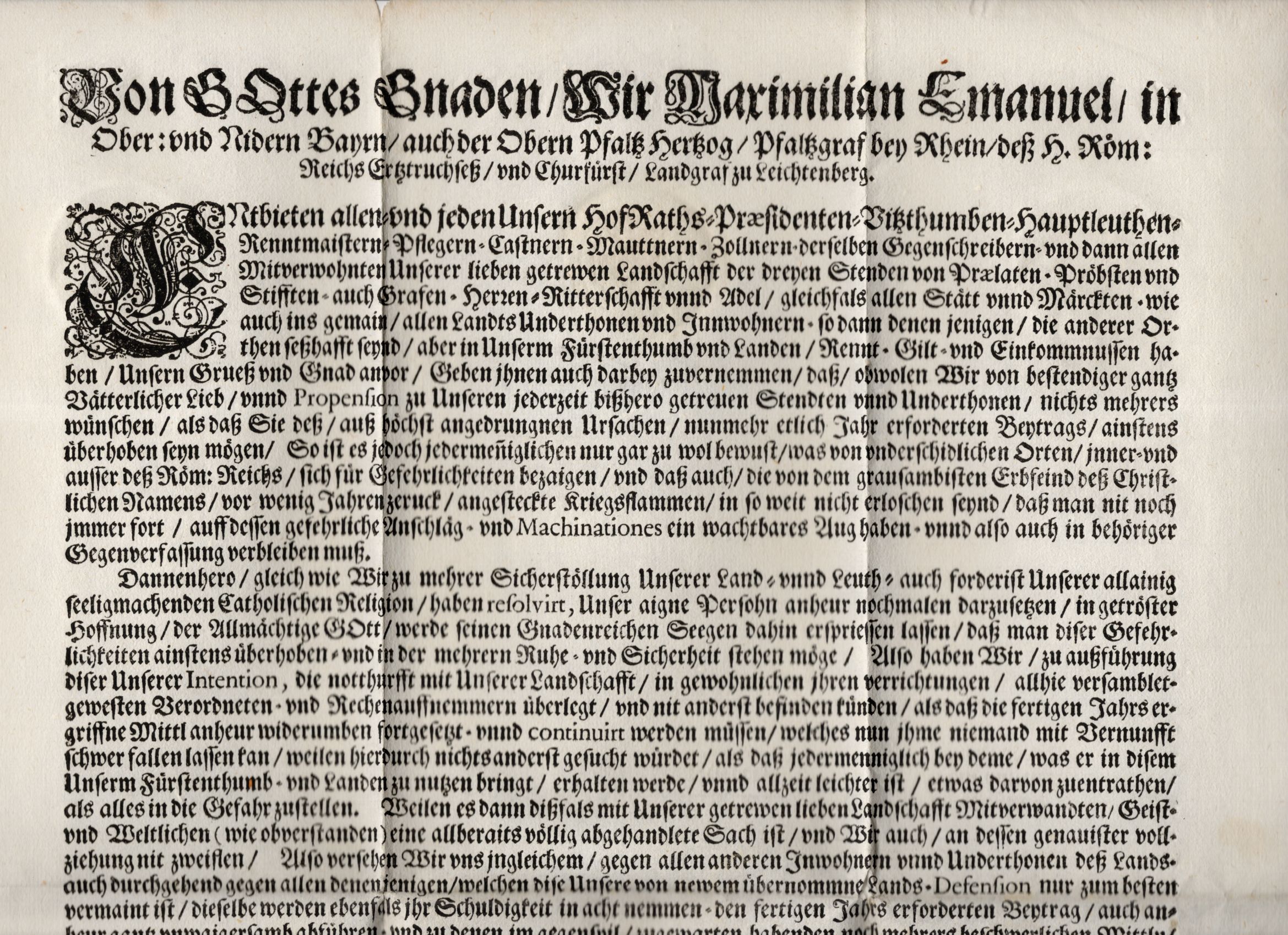 Edikt Maximilian II. Emanuel Kurfürst Bayern Steuern 1686