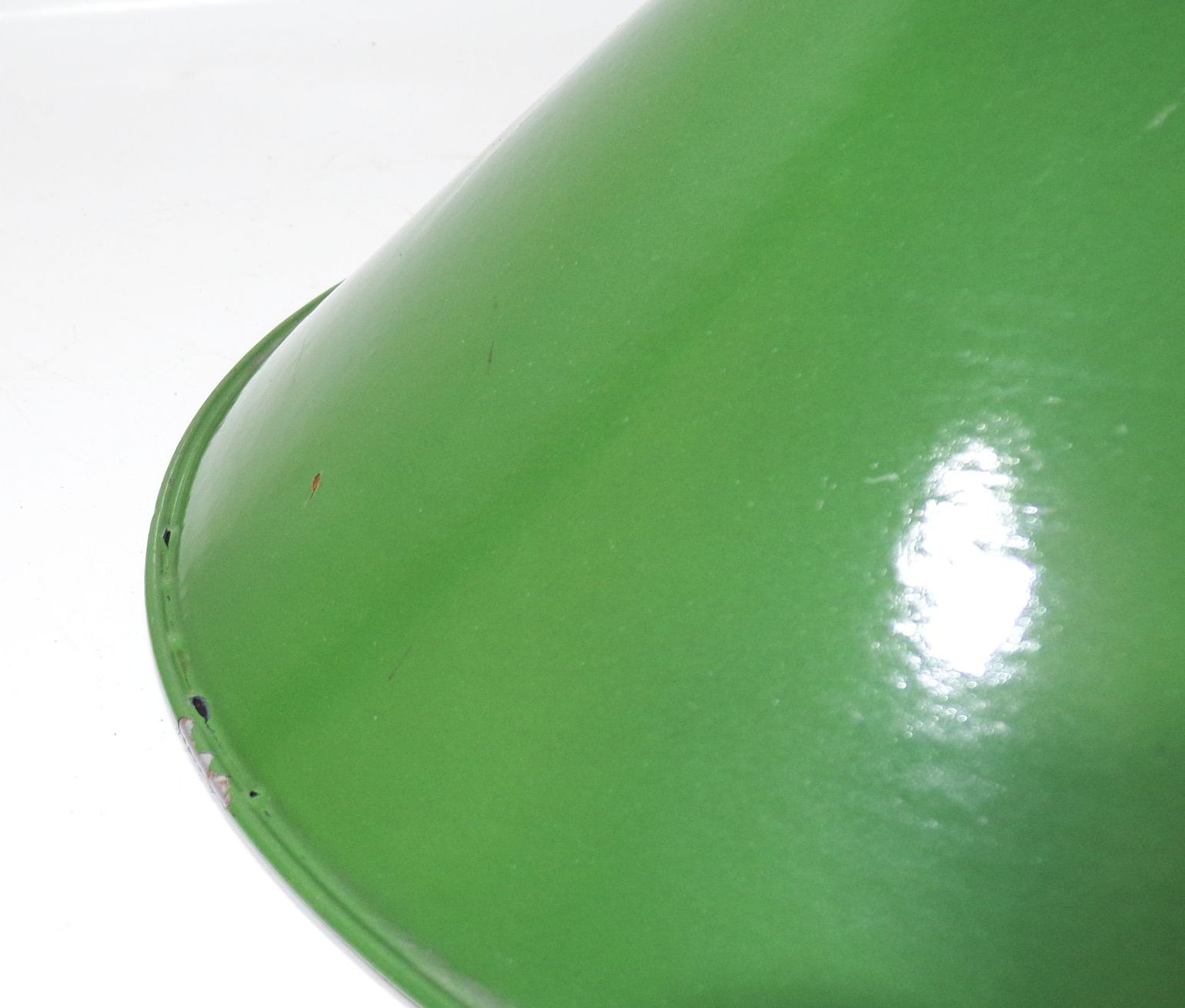 Alte Emaille Deckenlampe Kegel E27 Grün Weiss Hängelampe Leuchte