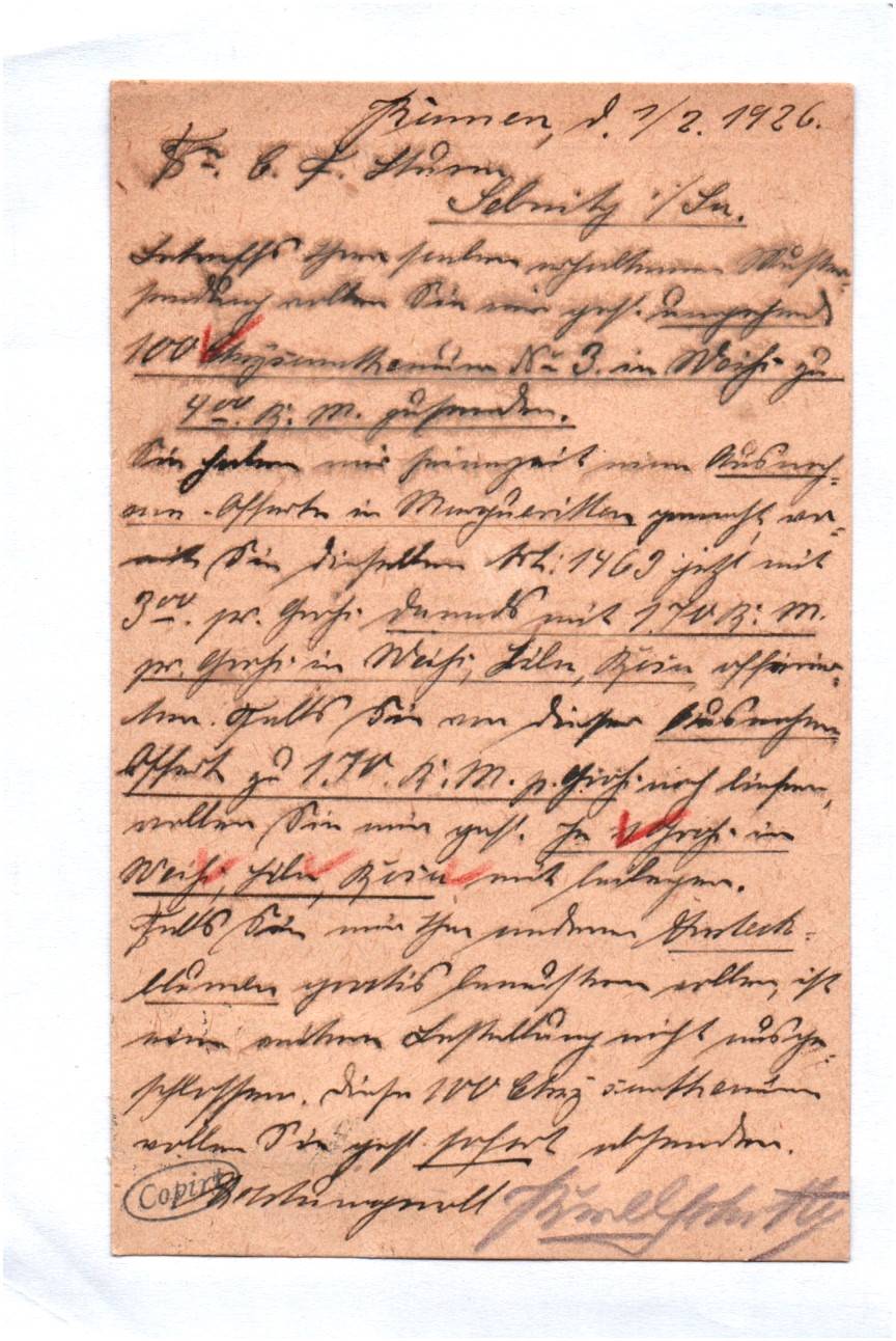 Postkarte Bahnpost Stempel Zug 233 Cöln nach Hannover 1926 