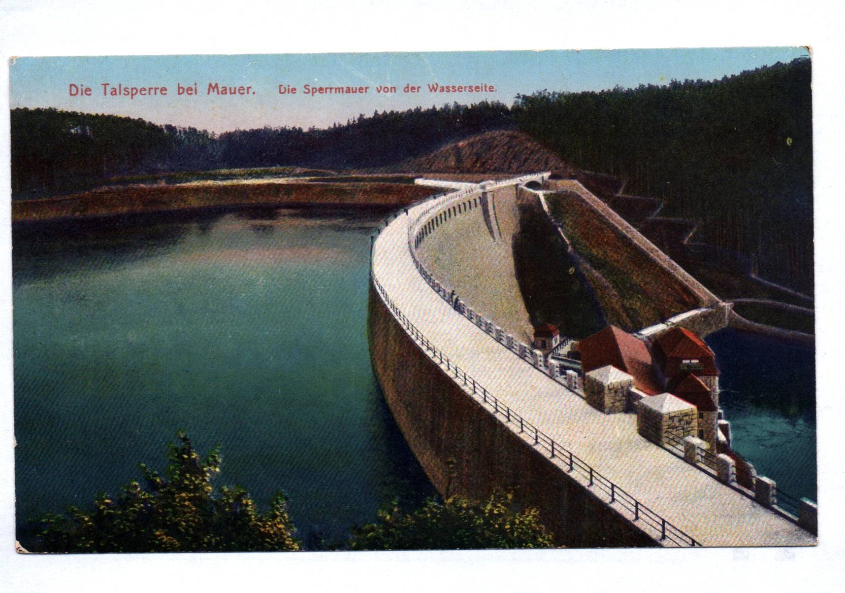 Ak Talsperre bei Mauer Die Sperrmauer von der Wasserseite Schlesien 1928