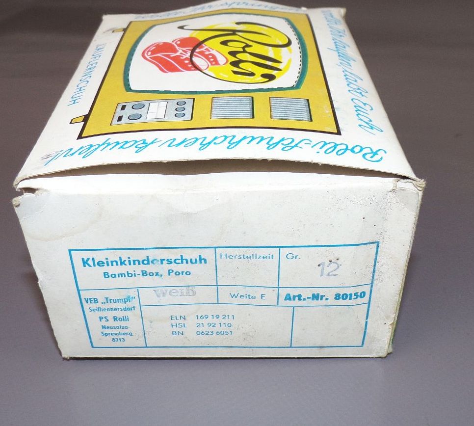 Rolli Schuhe Kinderschuhe Lauflernschuhe Originalkarton Fuchs Elster Reklame