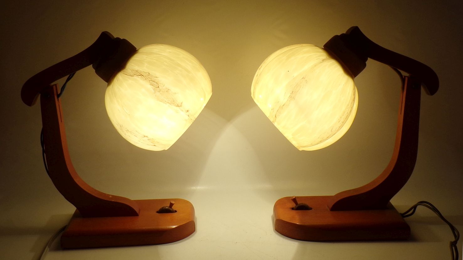 Alte Nachttischlampen Holz Kugellampe Marmor Optik E27 Tischlampe Leuchte