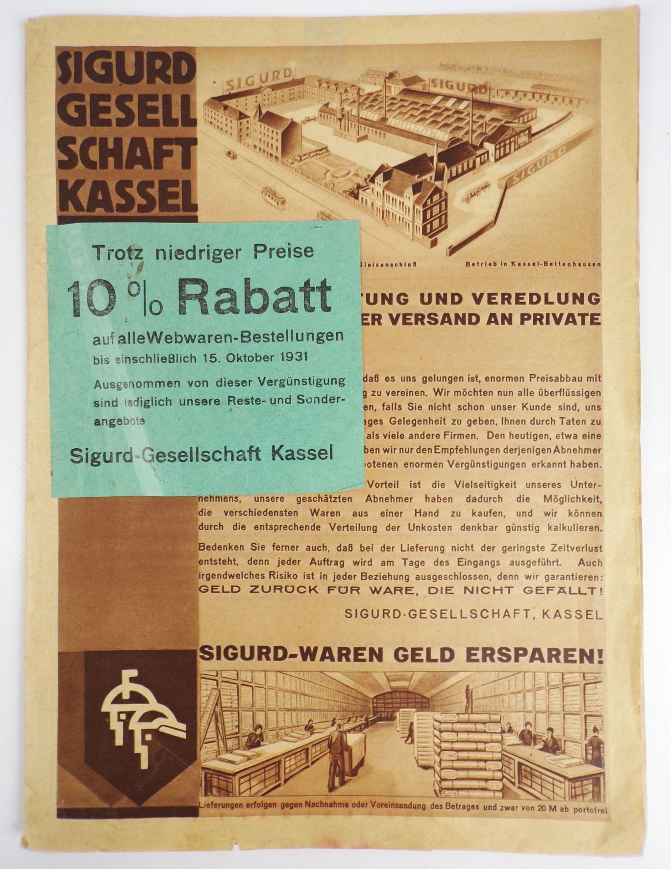 Katalog Sigurd Gesellschaft Kassel Bettwäsche Mode Tischdecken 1931