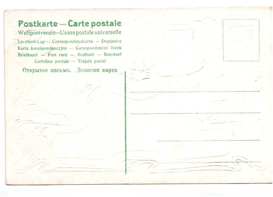 Jugendstil Postkarte Liebespaar mit Sekt Uhr Fröhliches Neujahr