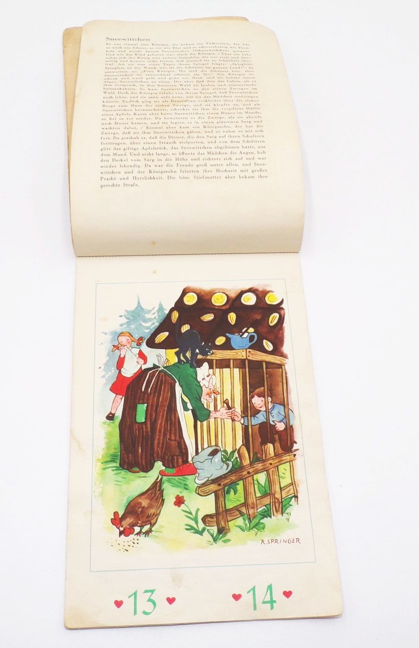 Alter Adventskalender Es war einmal Märchen DDR um 1950 Alter Adventskalender Es war einmal Märchen DDR um 1950