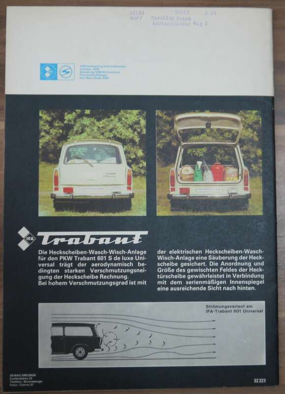 Rationalisierung im Verkehrswesen KFT Januar 1981 Trabant 601 Universal S de Luxe