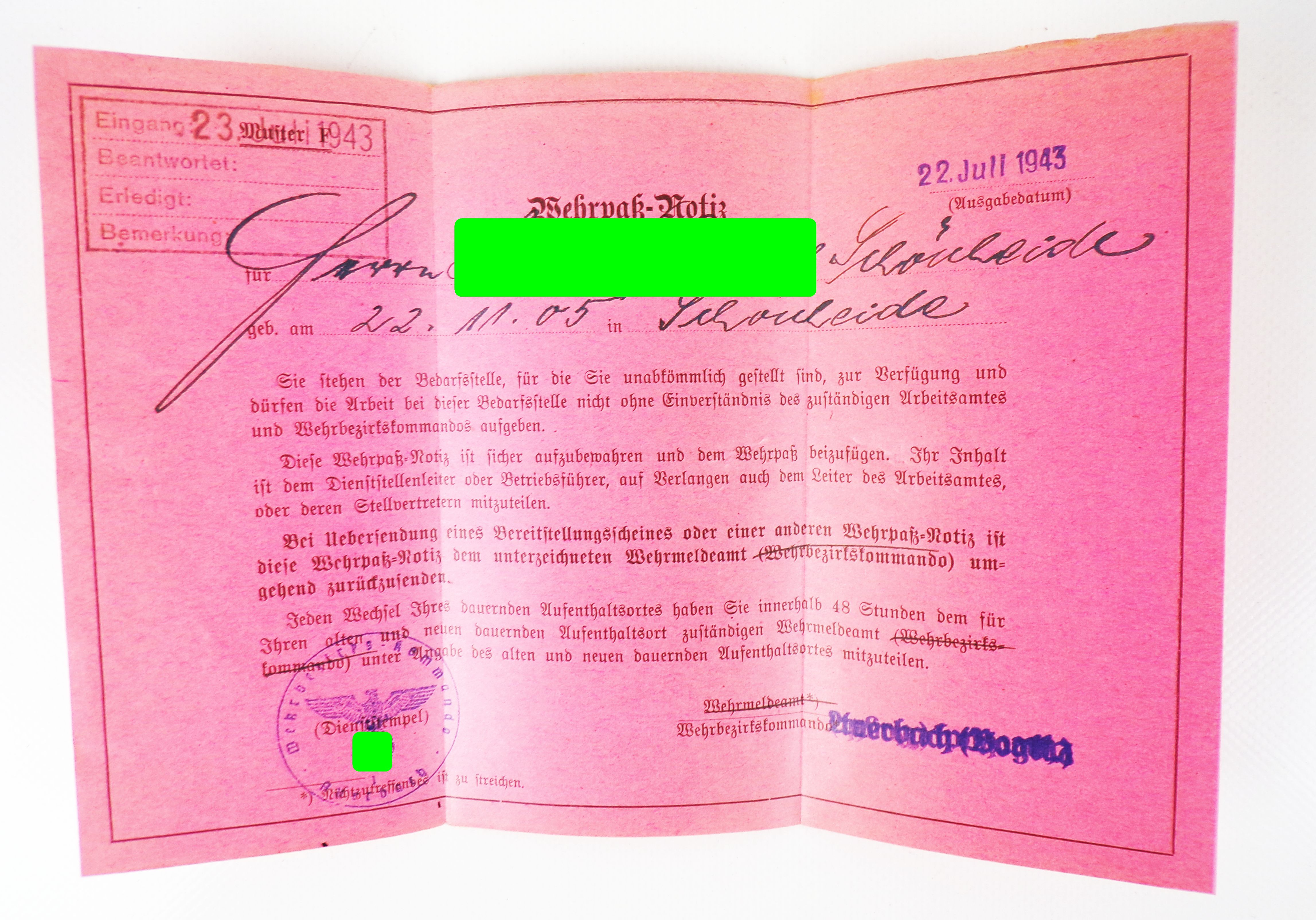 Wehrpass 2 Wk Hülle 1940 Auerbach Wehrpass 2 Wk Hülle 1940 Auerbach
