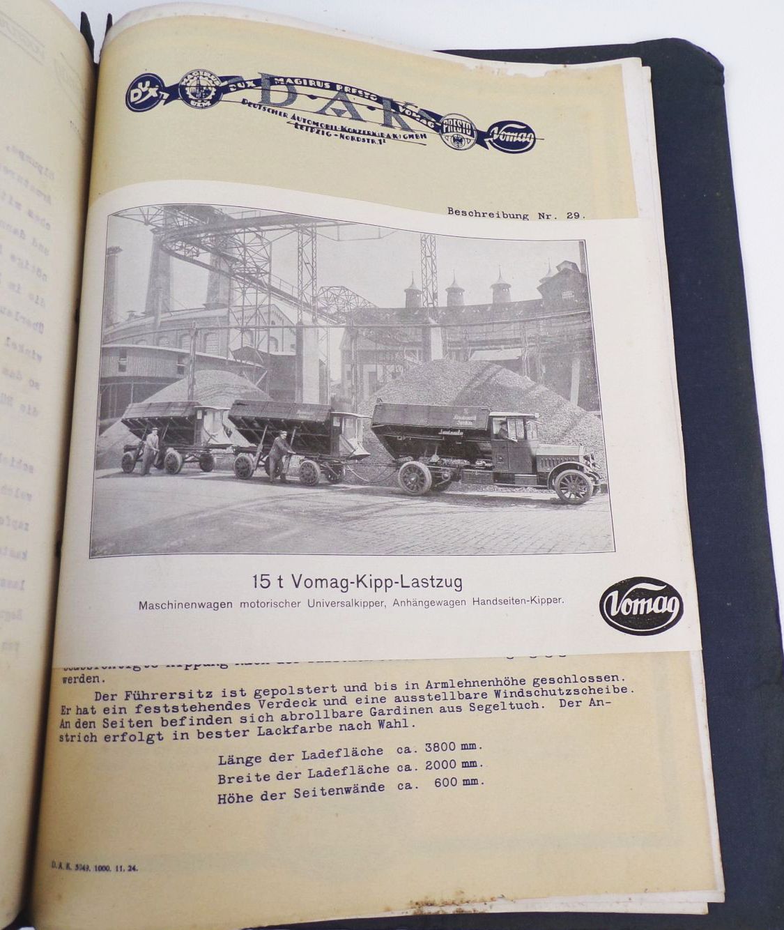 Vomag Plauen Automobil Lastkraftwagen Angebot 1927 Fotos Prospekte