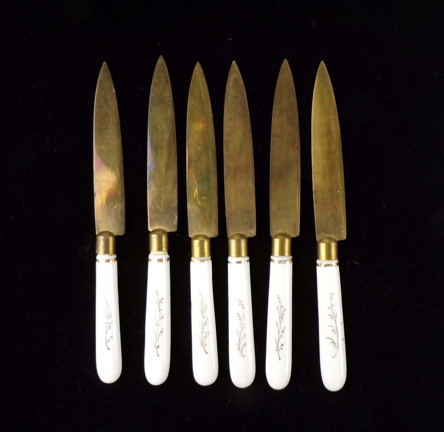 Alte Obstmesser Porzellan Griff Made in Austria 6 Stück Antike Messer 
