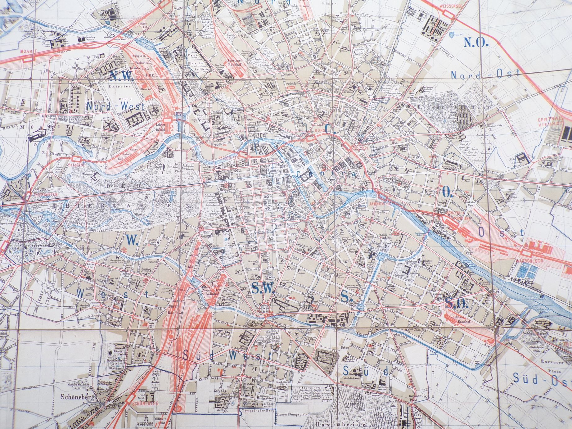 Stadtplan Berlin 1888 Beilage für Adressbuch Leinenkarte Stadtplan Berlin 1888 Beilage für Adressbuch Leinenkarte