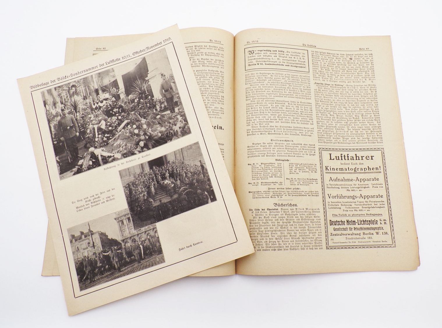 Alte Zeitschrift Die Luftflotte 1919 Nr 10 u 11 Bölcke Sondernummer