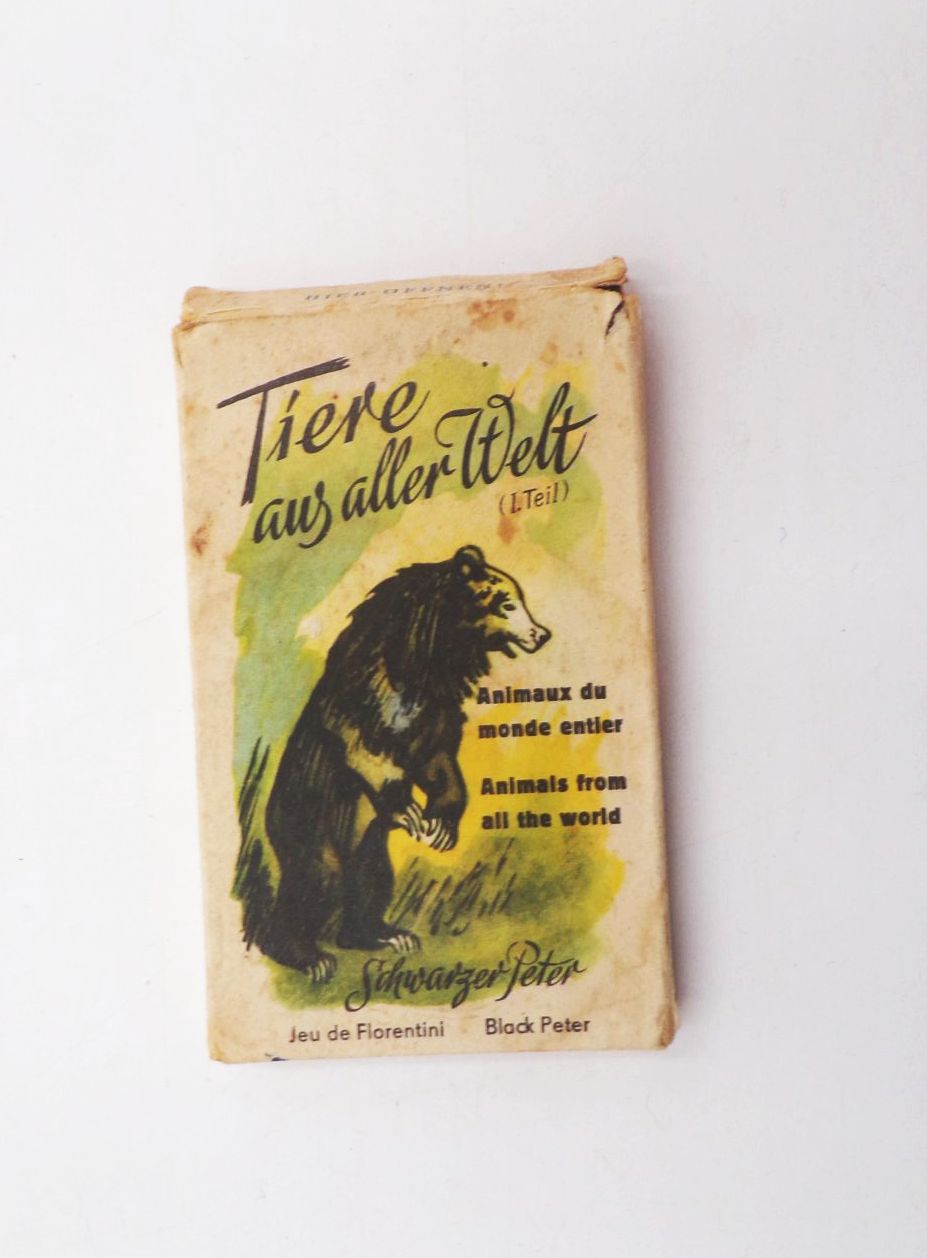 Schwarzer Peter Kartenspiel Tiere aus aller Welt 1 Teil Richard Hauenstein 1957