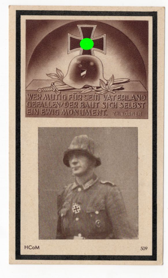 Sterbebild 2 Wk Zugführer Grenadier Regiment Inhaber EK1 EK2 Verwundetenabzeichen Ostmedaille Stanowo Rußland gef 1943