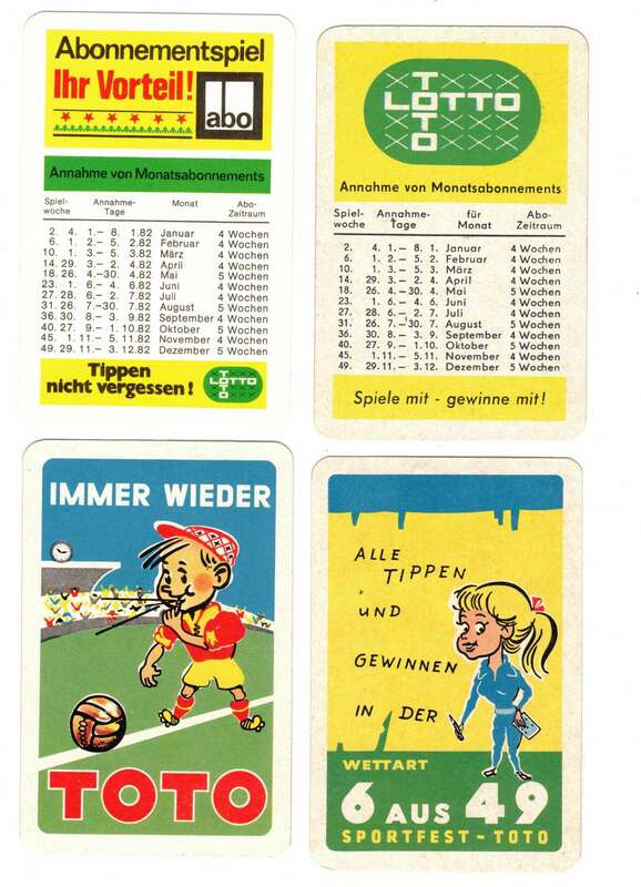 DDR Taschenkalender 4 Stück Lotto Totto 1965 1971 1982