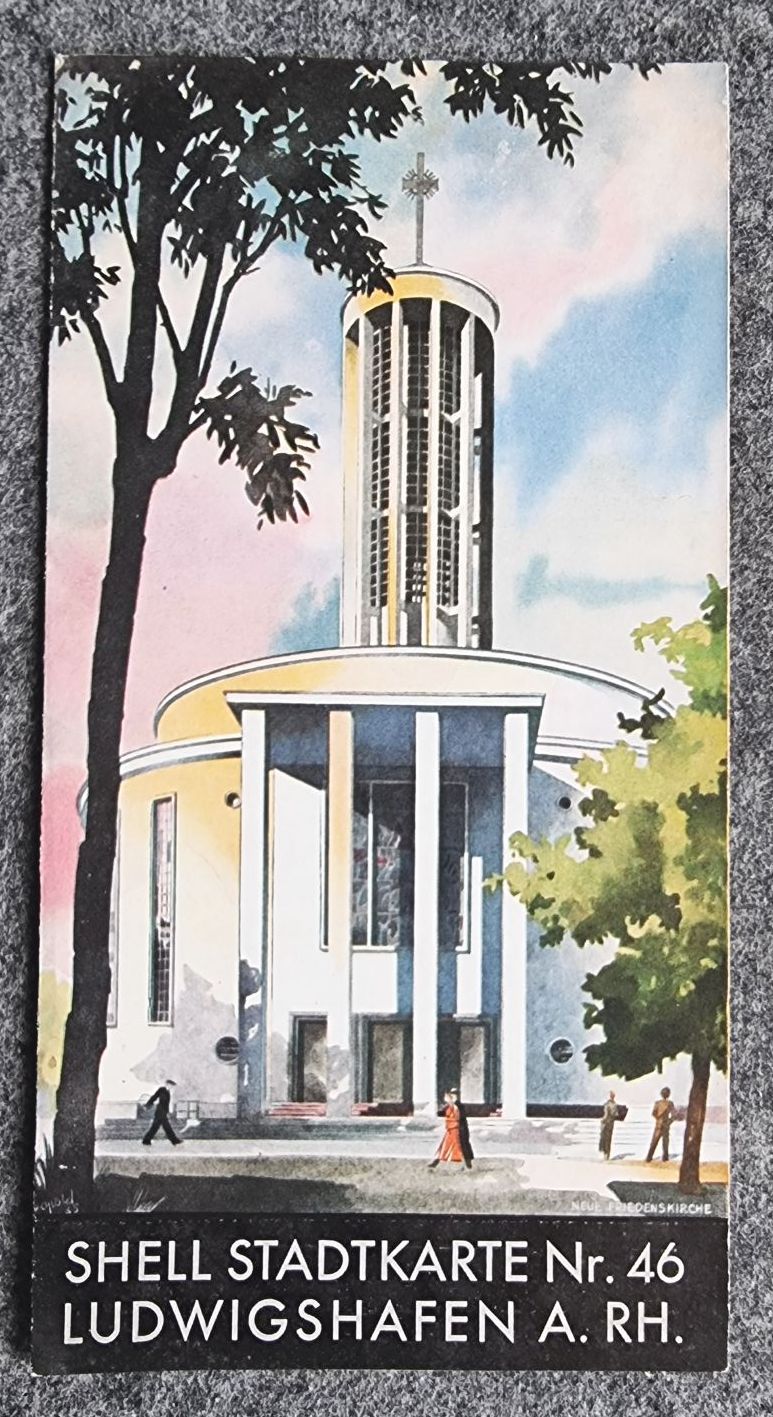 Shell Stadtkarte Nr 46 Ludwigshafen am Rhein 1930er Landkarte alter Stadtplan Neue Friedenskirche Shell Stadtkarte Nr 46 Ludwigshafen am Rhein 1930er Landkarte alter Stadtplan Neue Friedenskirche