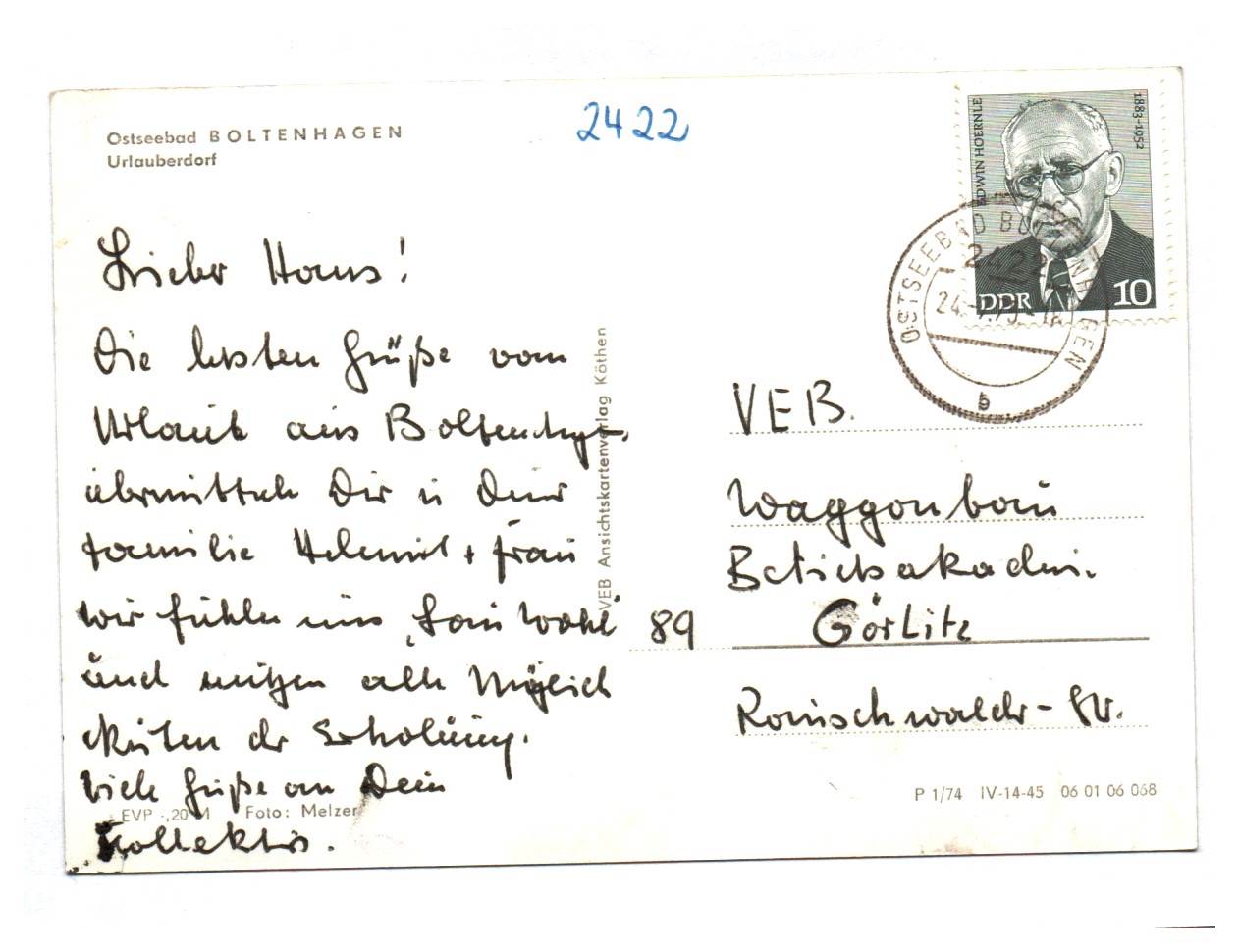 Foto Ak Ostseebad Boltenhagen Urlauberdorf DDR Foto Ak Ostseebad Boltenhagen Urlauberdorf DDR