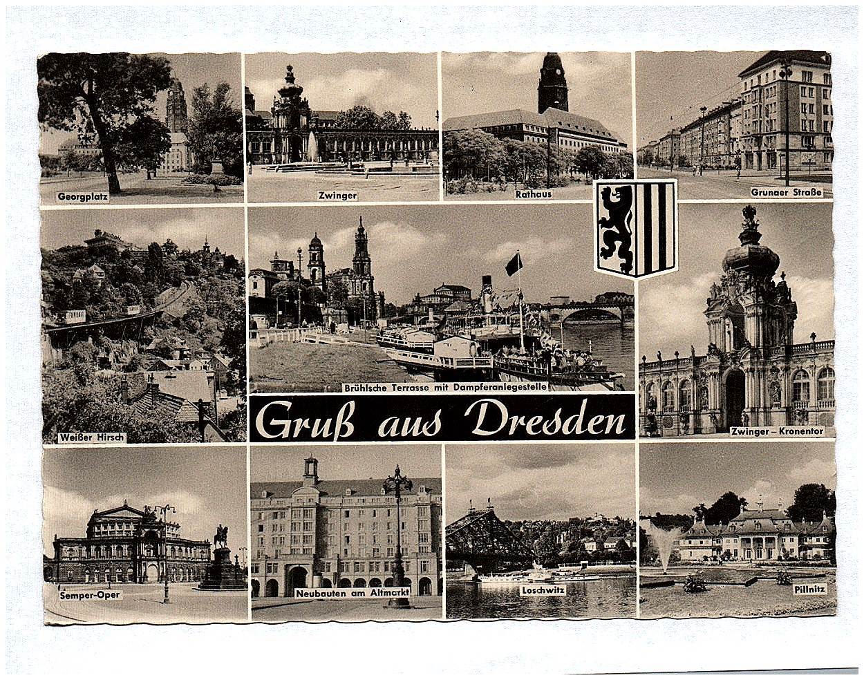 Ak Gruß aus Dresden Georgplatz Zwinger Rathaus Weißer Hirsch Echt Foto DDR Ak Gruß aus Dresden Georgplatz Zwinger Rathaus Weißer Hirsch Echt Foto DDR