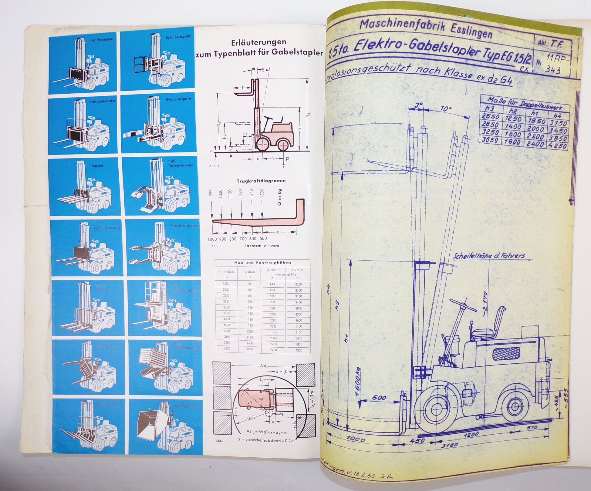 Maschinenfabrik Esslingen Gabelstapler 1961 Transportfahrzeuge Berlin Mappe 
