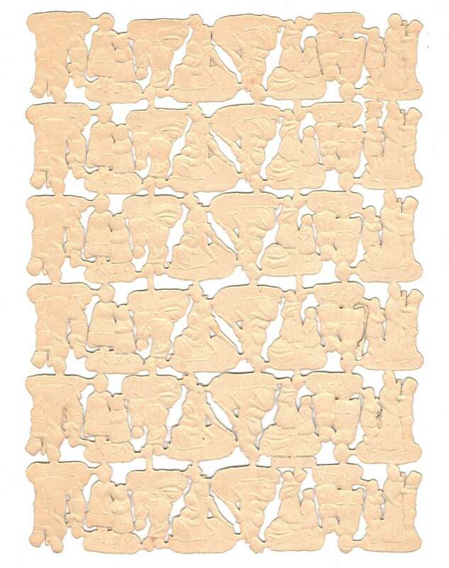 Oblaten Bogen No 7960 Kinder im Winter Weihnachten vor 1945