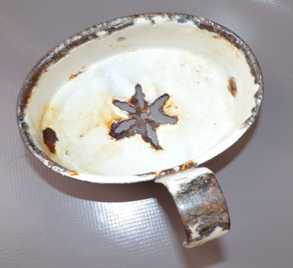 Alte Emaille Seifenschale Email Weiss Shabby Chic 