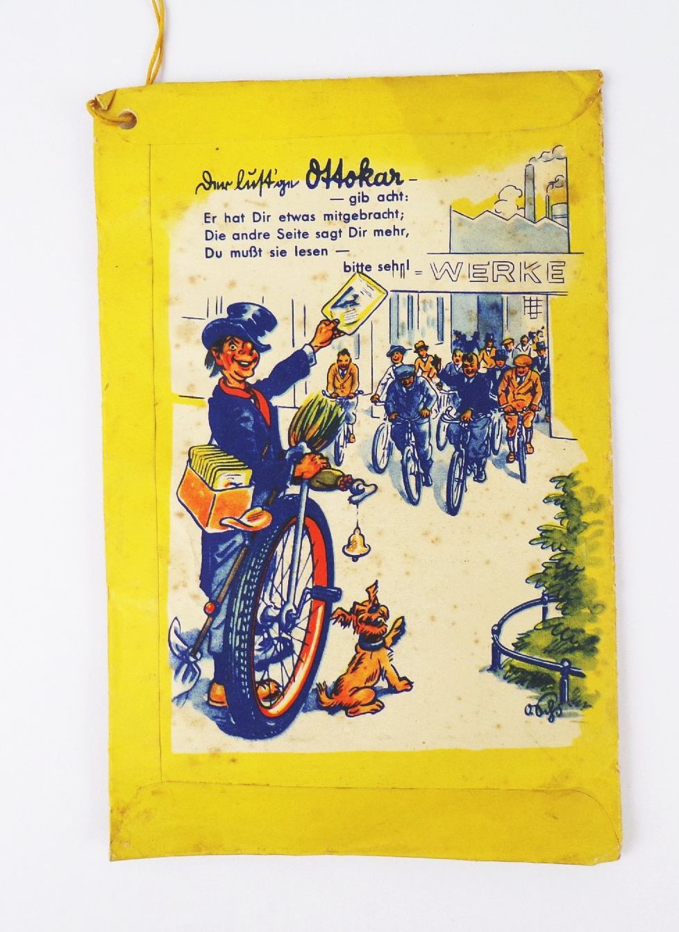 Alte Ottokar Überraschungstüte ungeöffnet alte Fahrrad Reklame 1930 er Alte Ottokar Überraschungstüte ungeöffnet alte Fahrrad Reklame 1930 er