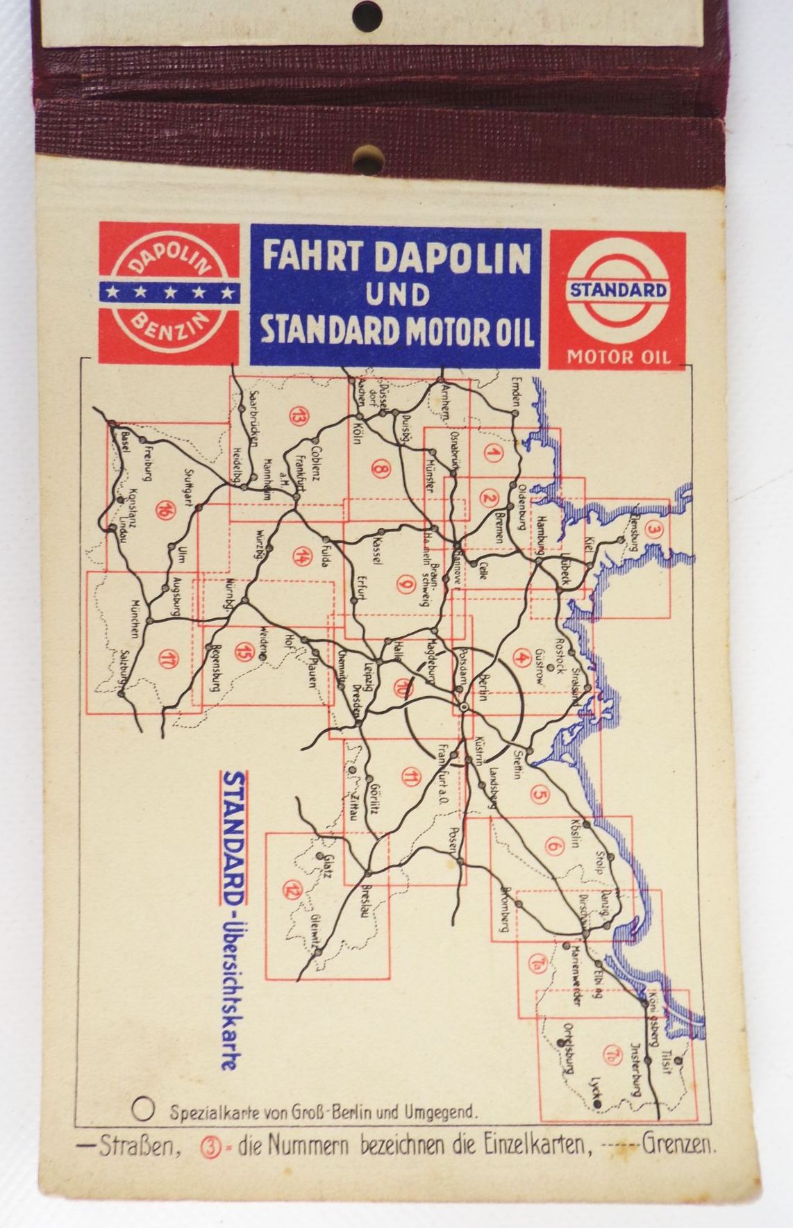 Dapolin Standard Streckenkarte Buch 1930 er Oldtimer Reklame 