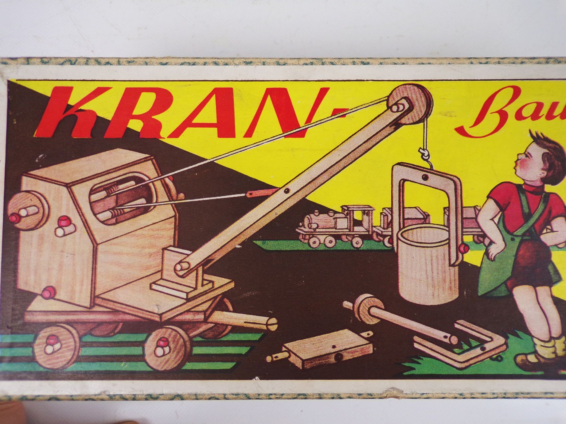 Alter Kran Baukasten Holzspielzeug Frankenwald Elfriede Jahn Ossla Thüringen 1963