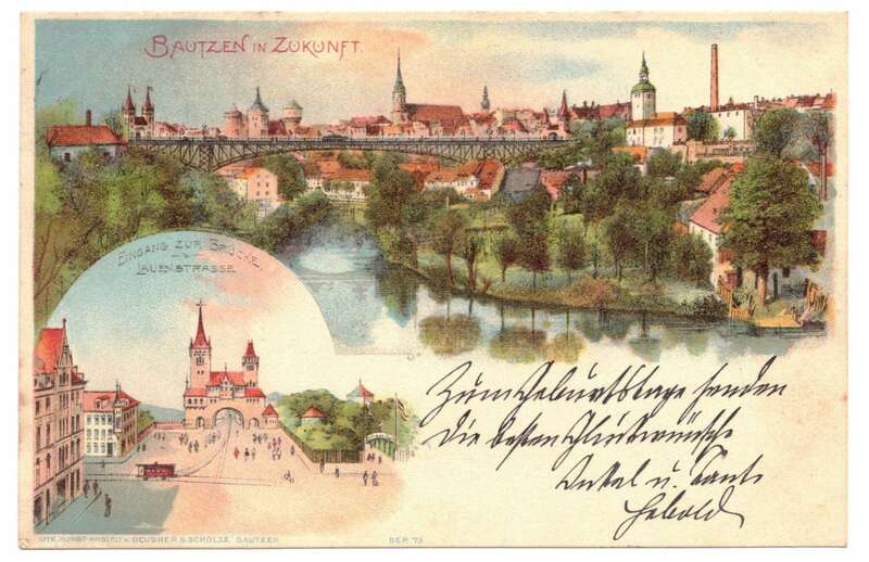 Litho Ak Bautzen in Zukunft 1903 Lauenstrasse 