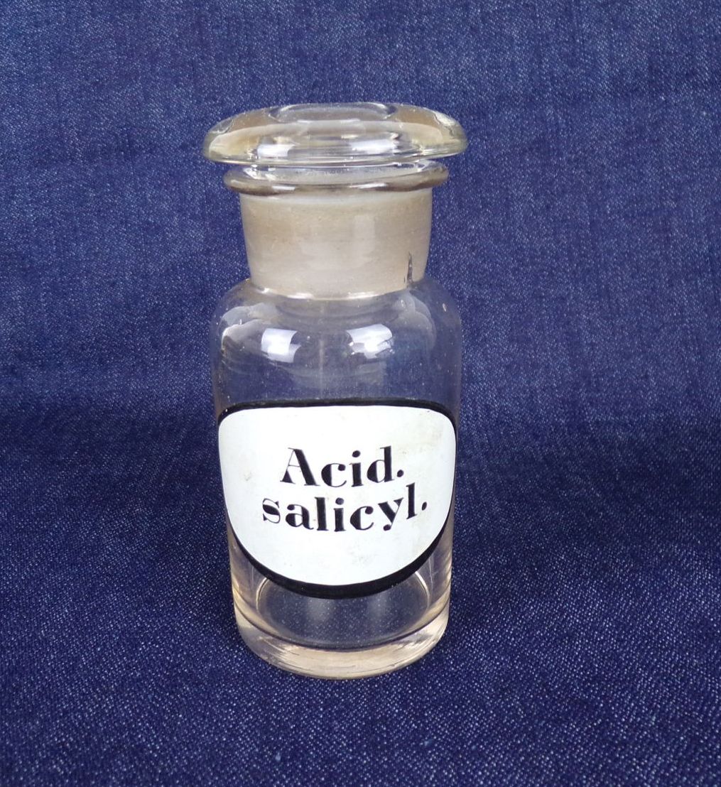 Alte Apothekerflasche Vorratsgefäß Acid Salicyl Glas Deko 