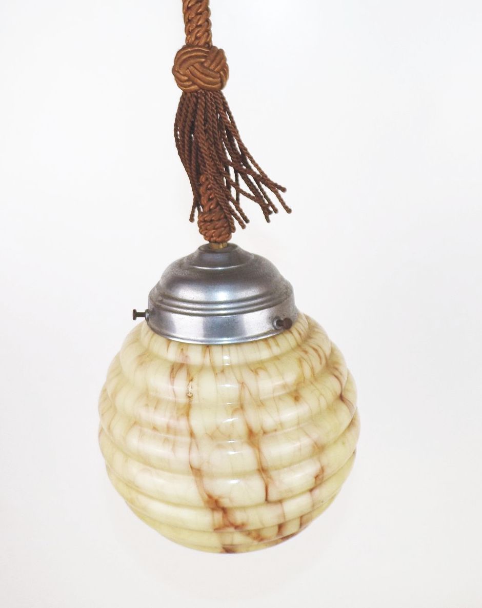 Alte Lampe Art Deco Deckenleuchte Marmor Design 1930 er Vintage Kugelleuchte 