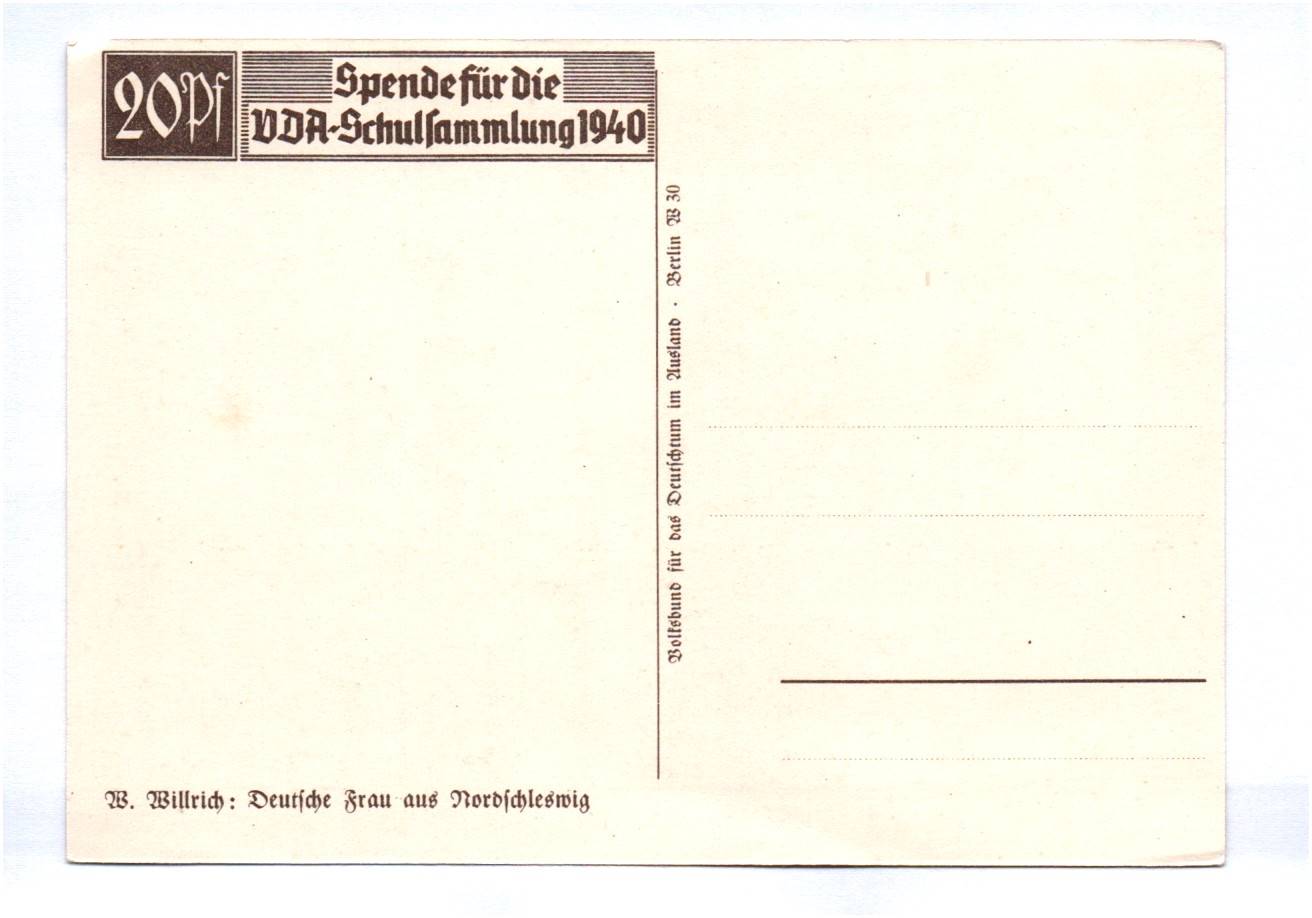 Willrich Ak Deutsche Frau in Nordschleswig 3 Reich Propaganda Karte