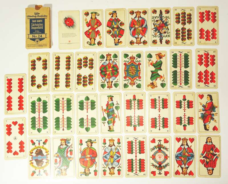 Sächsisches Doppelbild Nr 24 ASS Glückskäfer Kartenspiel