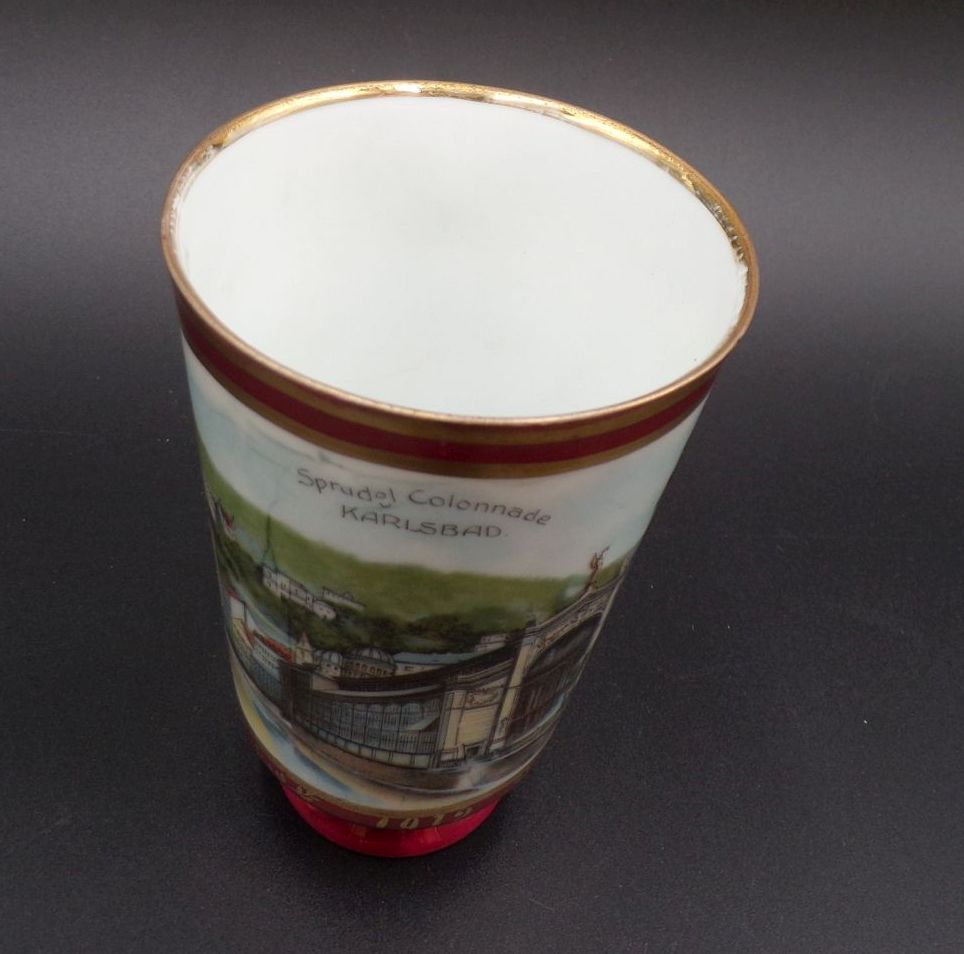 Alte Andenkentasse Karlsbad Böhmen 1912 Porzellan Antik Tasse Alte Andenkentasse Karlsbad Böhmen 1912 Porzellan Antik Tasse