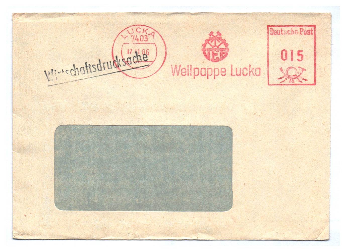 Wirtschaftsdrucksache VEB Wellpappe Lucka 1986 DDR Wirtschaftsdrucksache VEB Wellpappe Lucka 1986 DDR