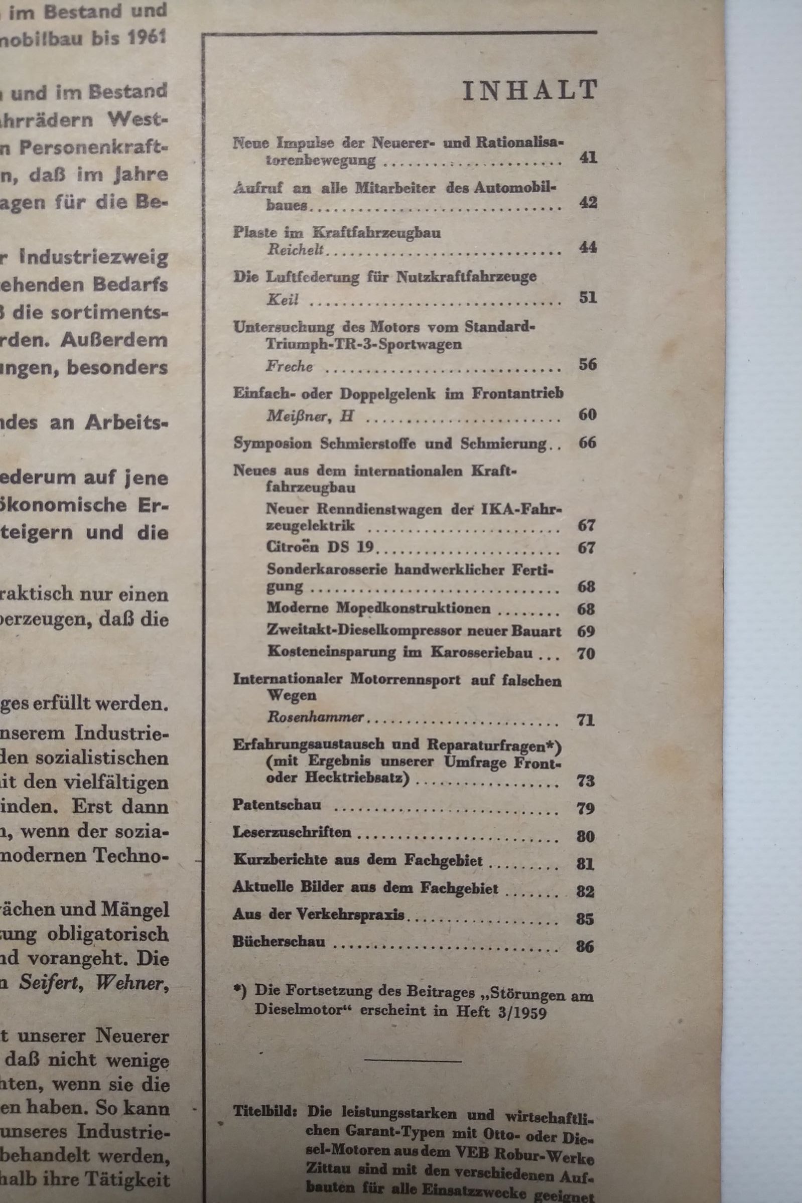 Kraftfahrzeugtechnik Zeitschrift DDR Nr 2 ROBUR Luftfederung 1959