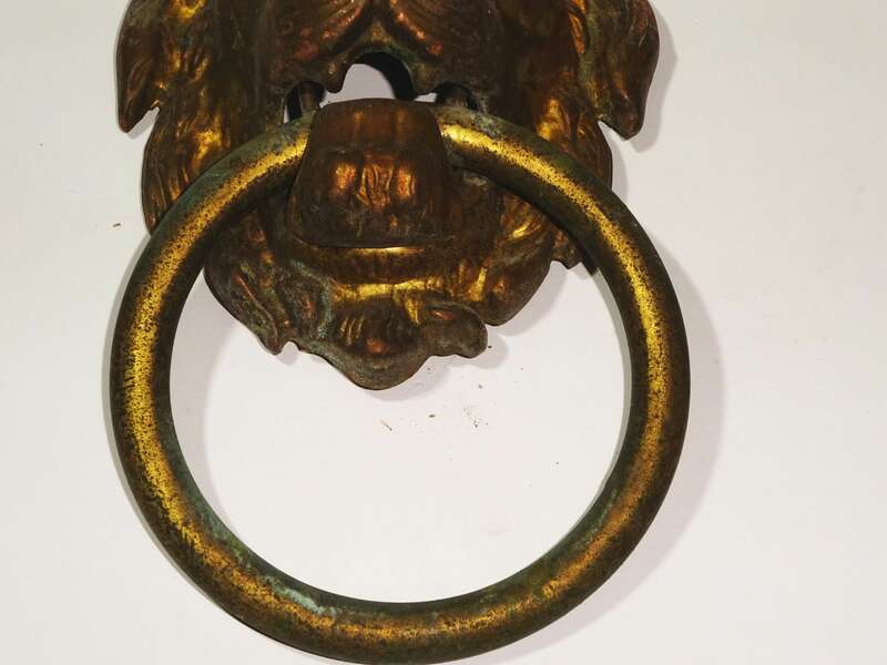 Alter Türklopfer Messing Löwe Türbeschlag Deko