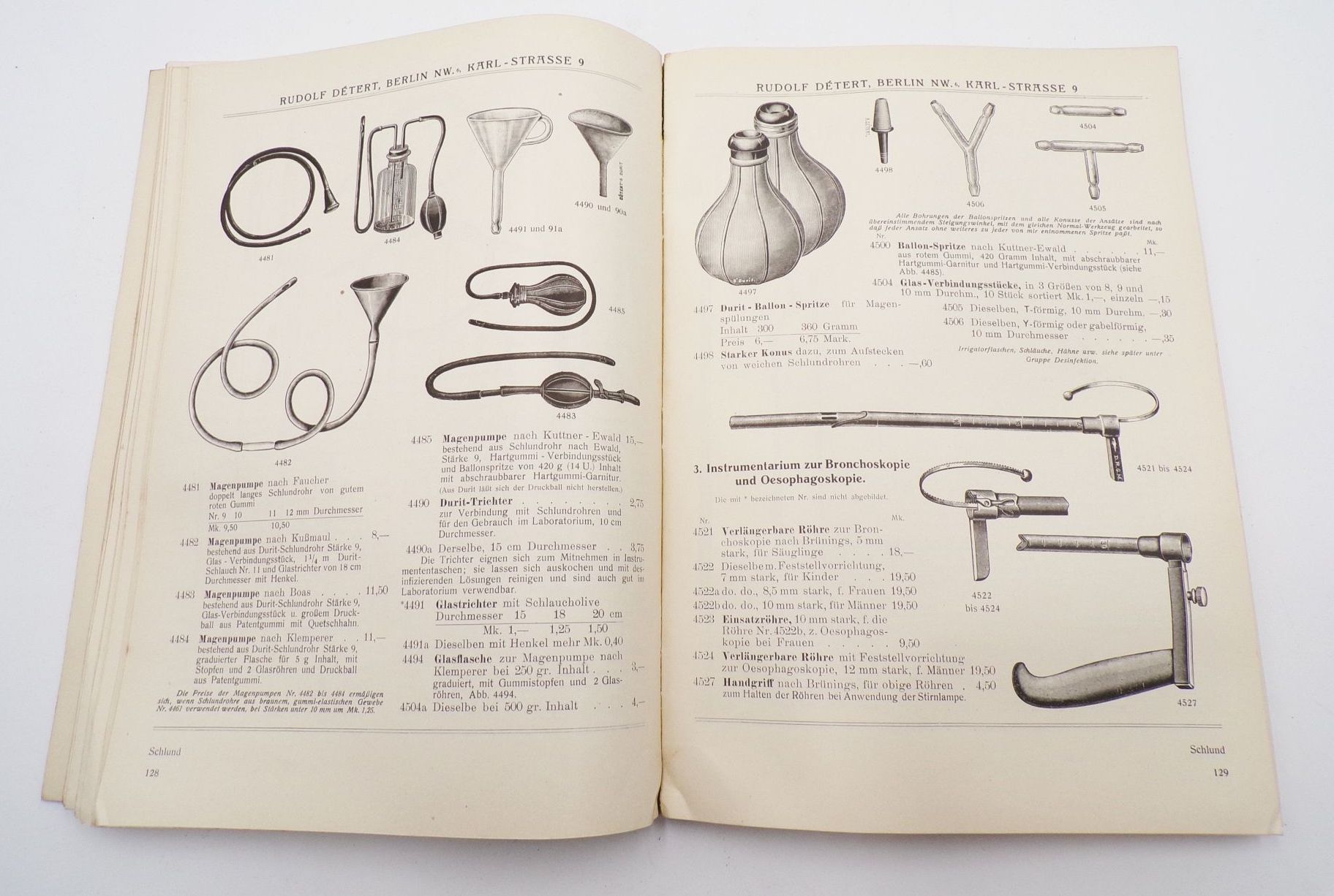 Rudolf Detert Berlin Instrumente für Ohr Nase Hals und Schlund Katalog um 1915