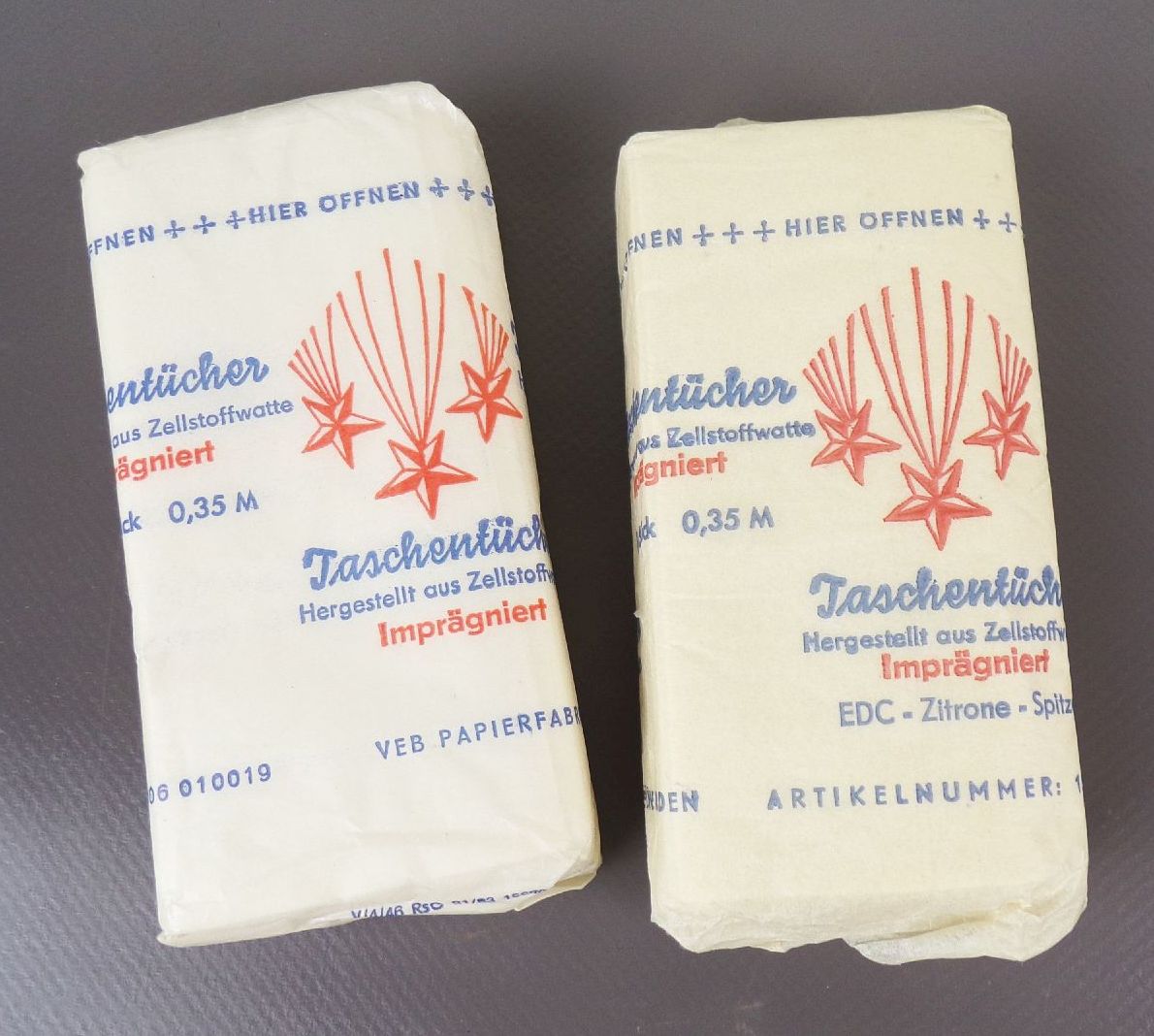 DDR Taschentücher Zellstoff Reklame 2 Packungen Sammler DDR Taschentücher Zellstoff Reklame 2 Packungen Sammler