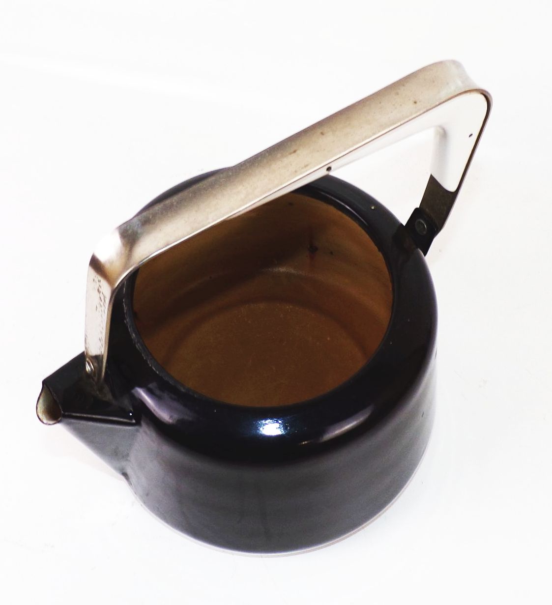 Alter Emaille Wasserkessel Teekessel Schwarz 