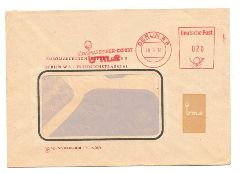 Firmen Brief 1961 Büromaschinen Export Berlin W8 