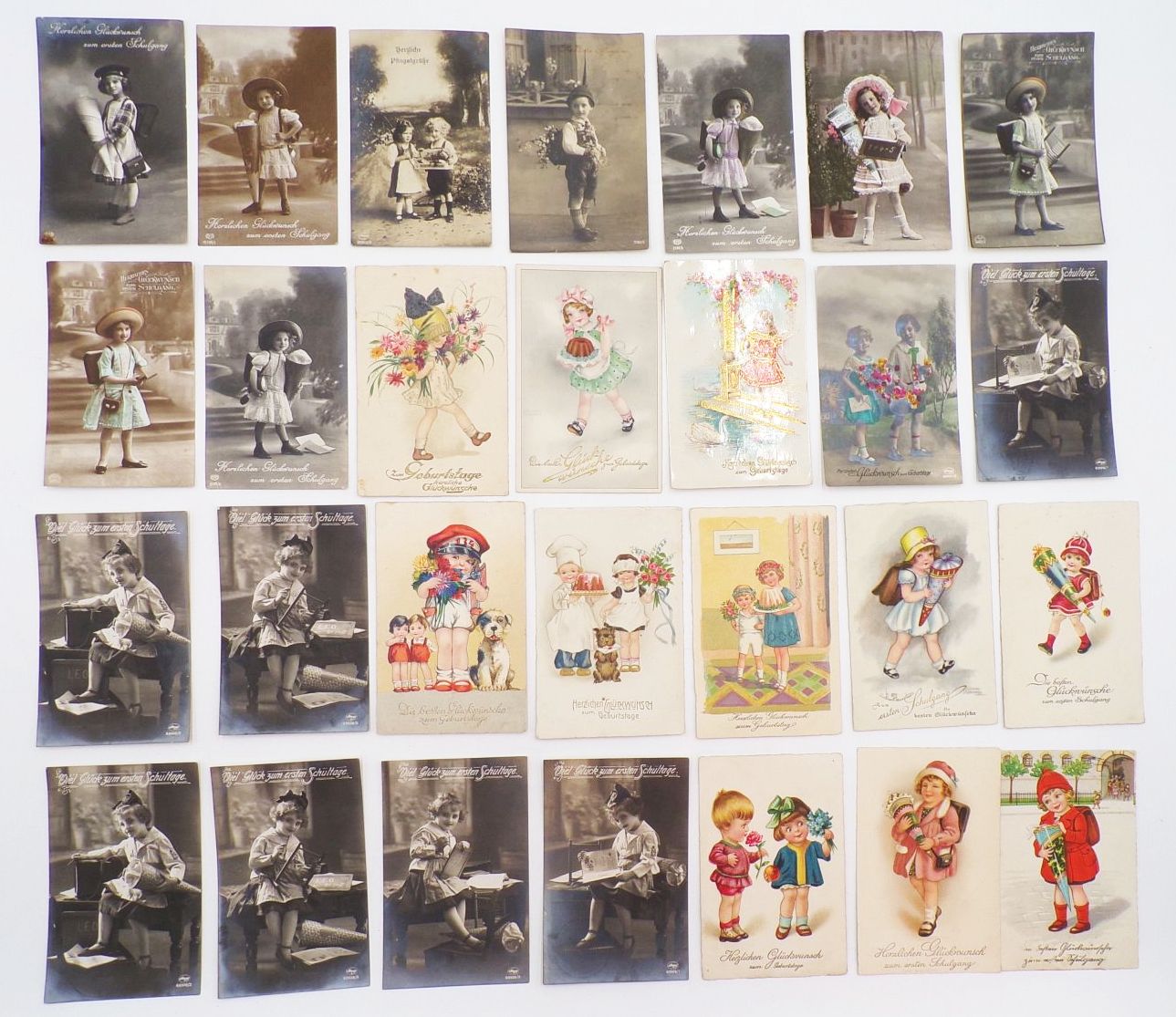 Konvolut Glückwunschkarten meist Schulanfang Ansichtskarten Kitsch