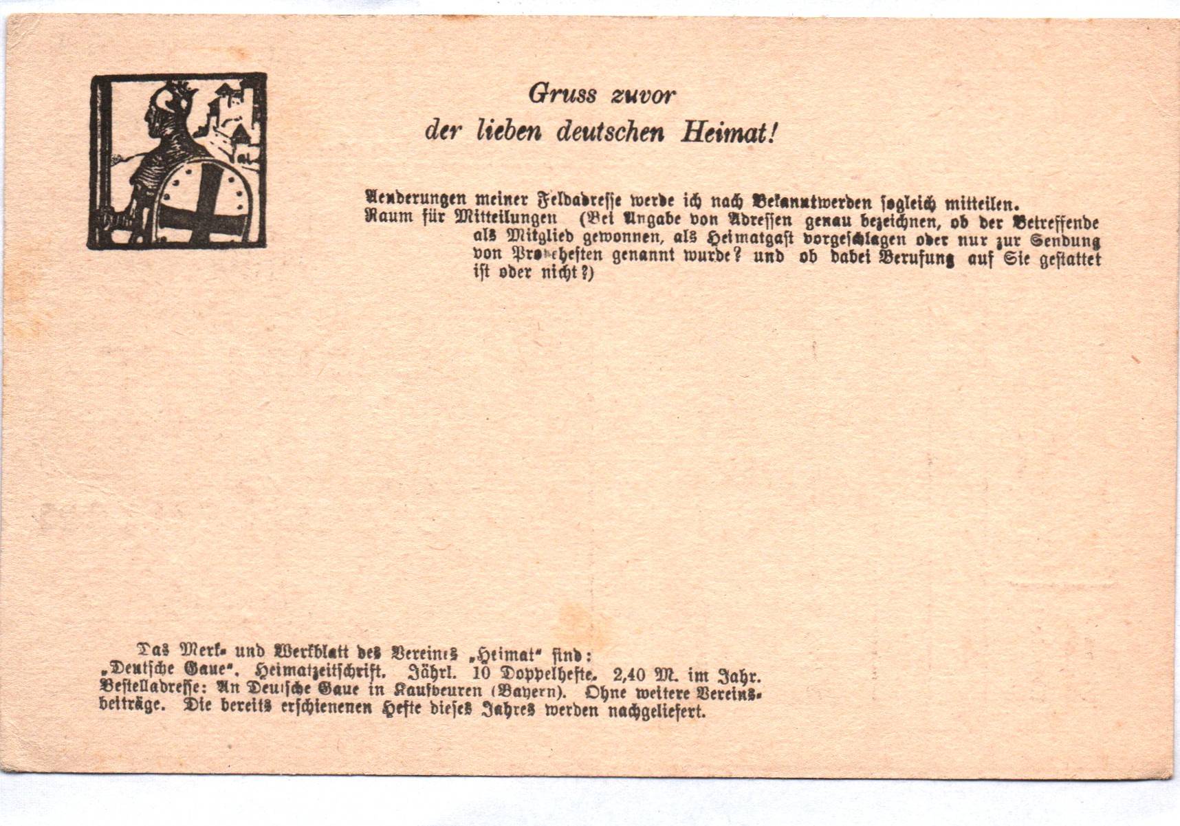 Feldpostkarte 1 Weltkrieg mit Stempel Hauptmann Modsiedler Bayer Res IR 17