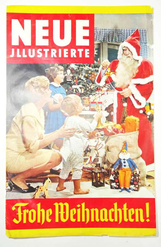 Neue Illustrierte Poster Plakat Frohe Weihnachten Weihnachtsmann Vintage 